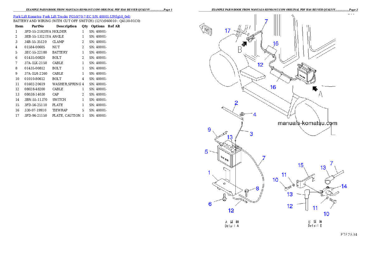 FG50/70-7-EC S/N 40001-UP Partsbook