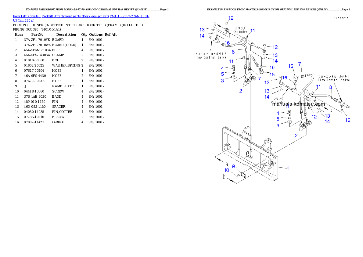 FMH156/157-2 S/N 1001-UP Partsbook