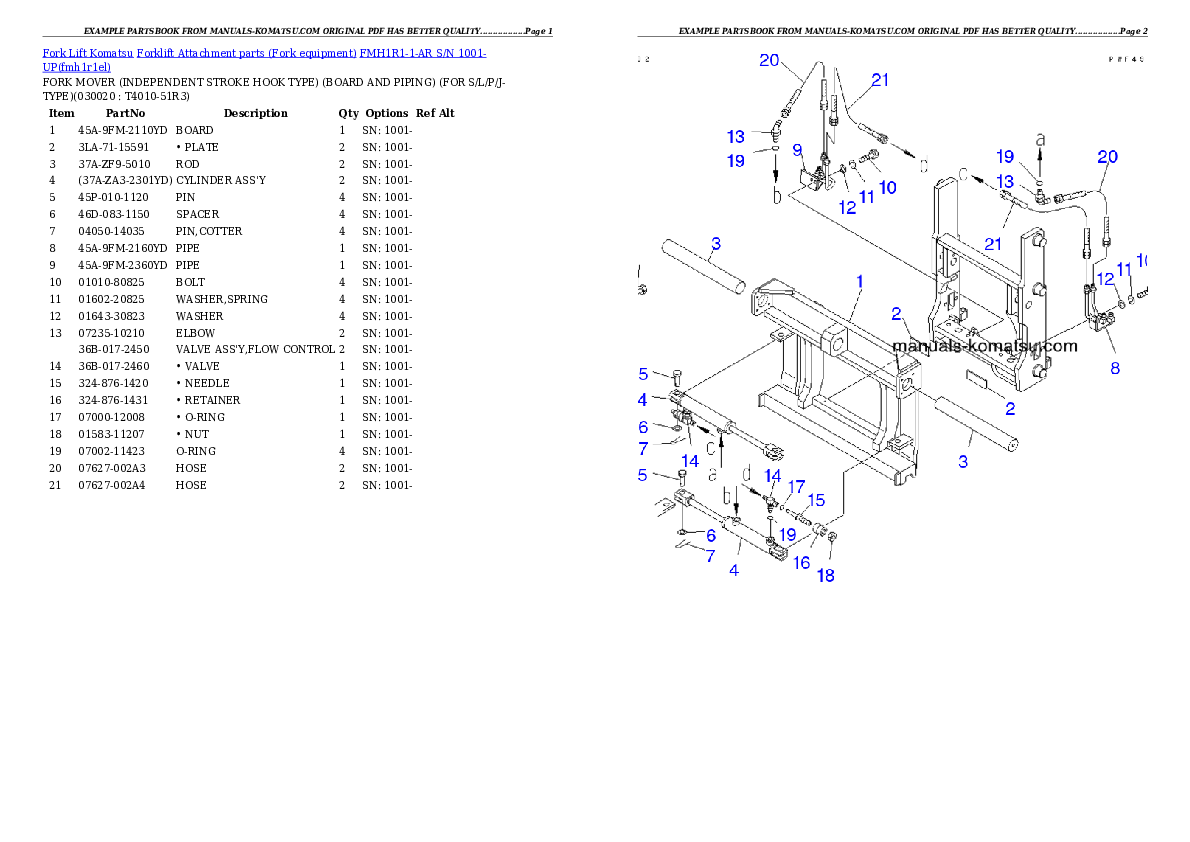 FMH1R1-1-AR S/N 1001-UP Partsbook