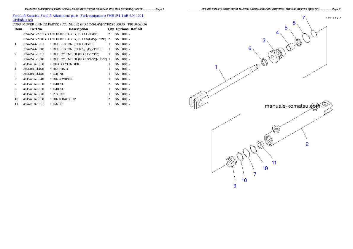 FMH1R1-1-AR S/N 1001-UP Partsbook