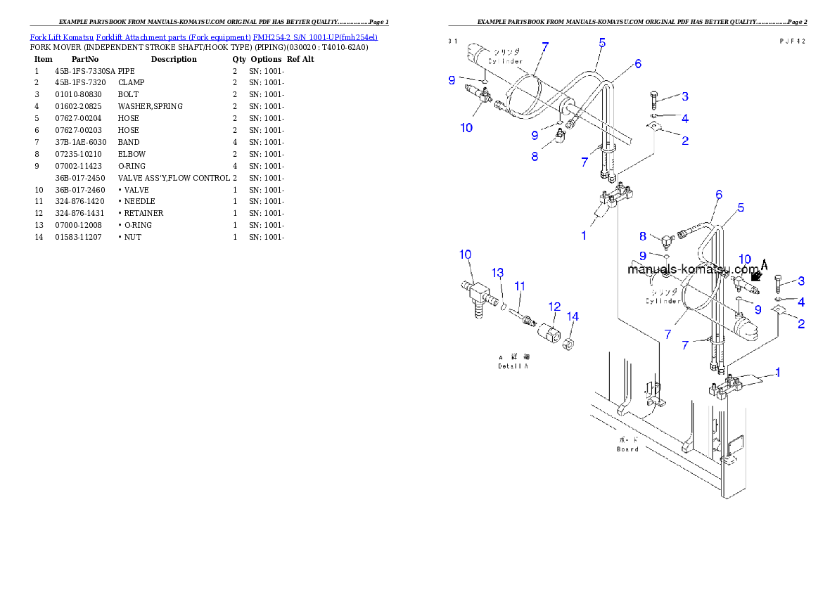 FMH254-2 S/N 1001-UP Partsbook