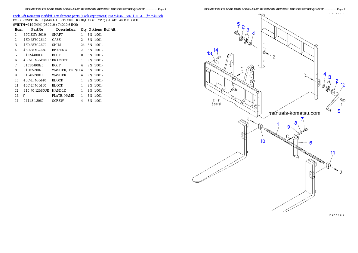 FMM458-1 S/N 1001-UP Partsbook