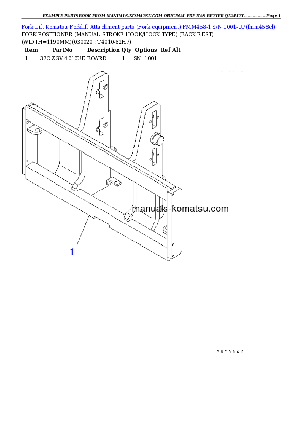 FMM458-1 S/N 1001-UP Partsbook