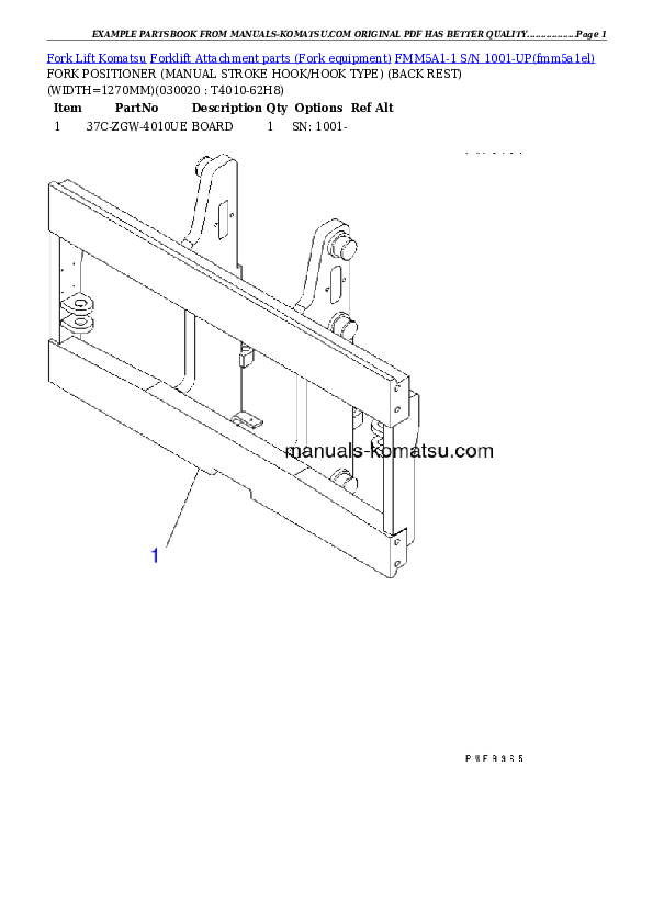 FMM5A1-1 S/N 1001-UP Partsbook