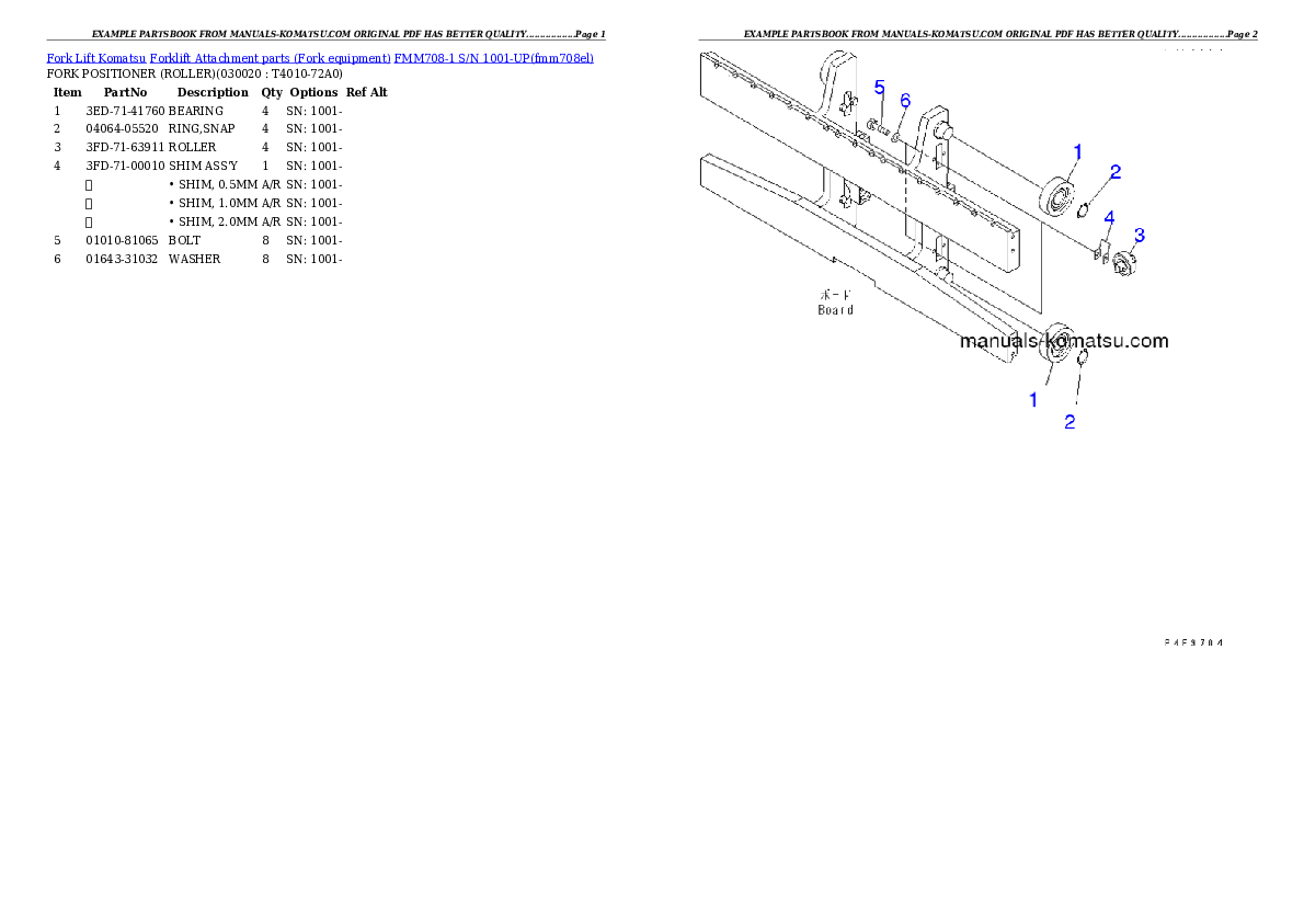 FMM708-1 S/N 1001-UP Partsbook