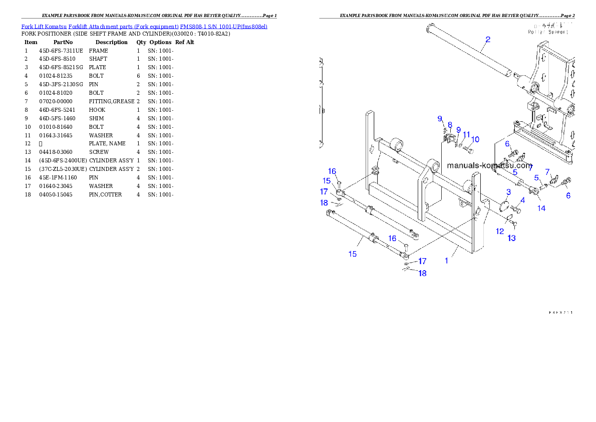 FMS808-1 S/N 1001-UP Partsbook