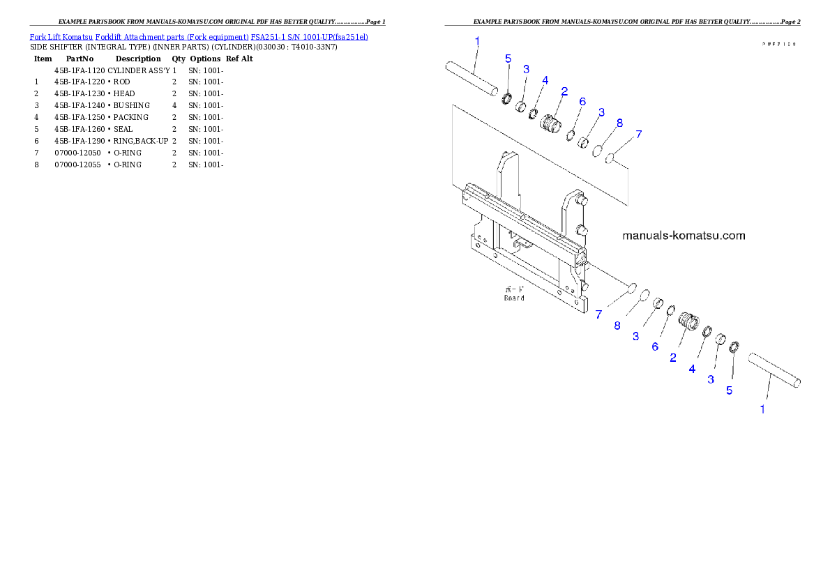 FSA251-1 S/N 1001-UP Partsbook