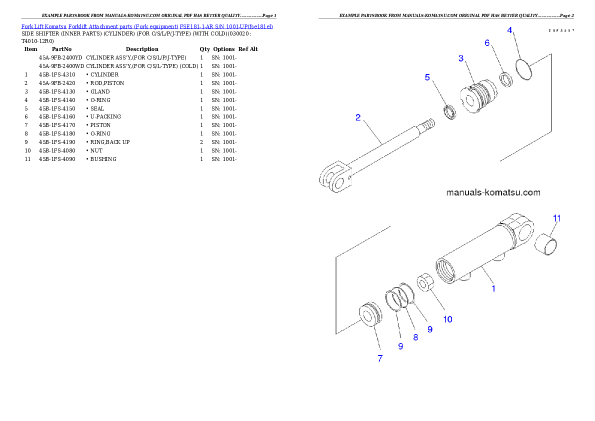 FSE181-1-AR S/N 1001-UP Partsbook