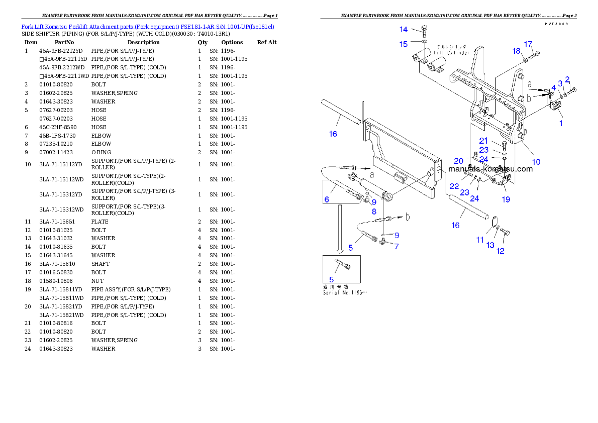 FSE181-1-AR S/N 1001-UP Partsbook