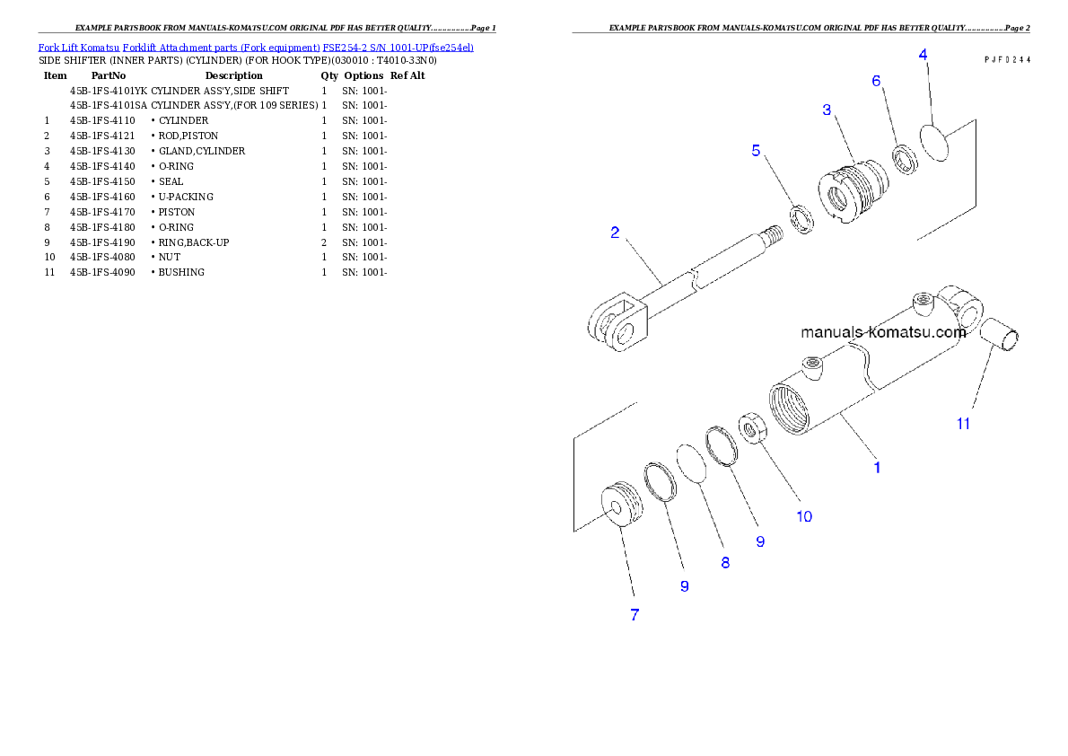 FSE254-2 S/N 1001-UP Partsbook