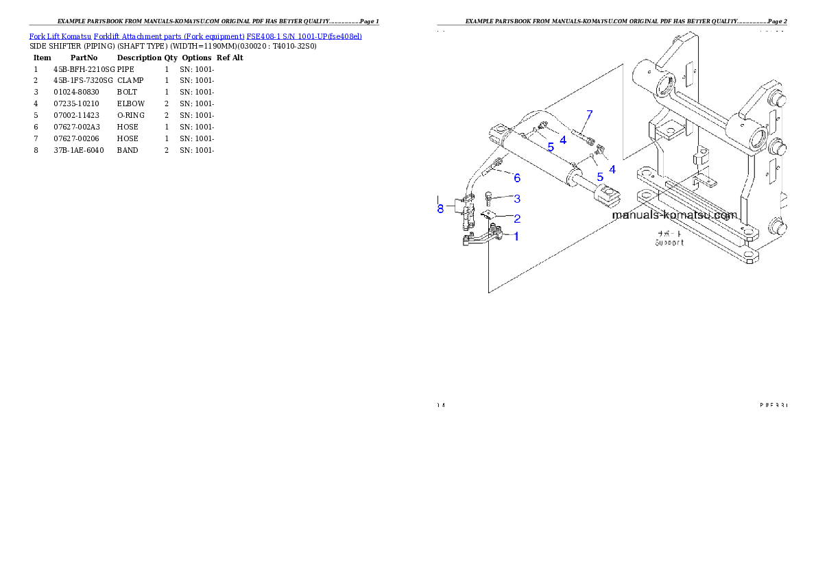 FSE408-1 S/N 1001-UP Partsbook