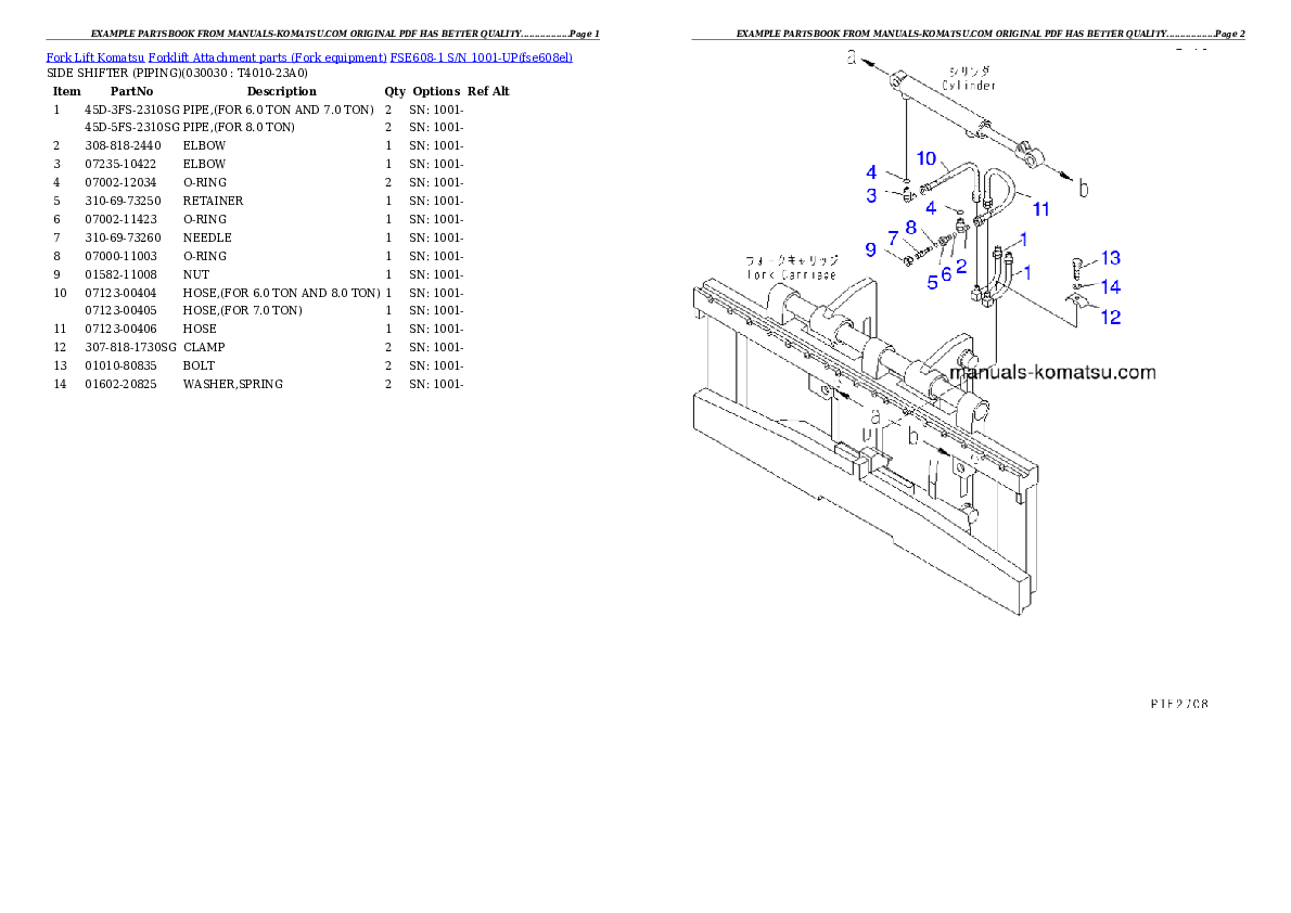 FSE608-1 S/N 1001-UP Partsbook