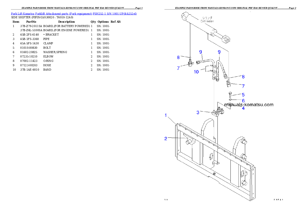 FSH252-1 S/N 1001-UP Partsbook