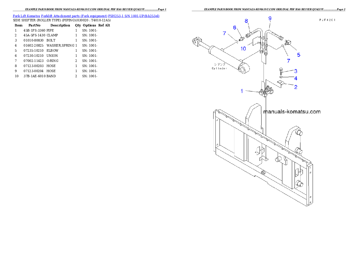 FSH253-1 S/N 1001-UP Partsbook