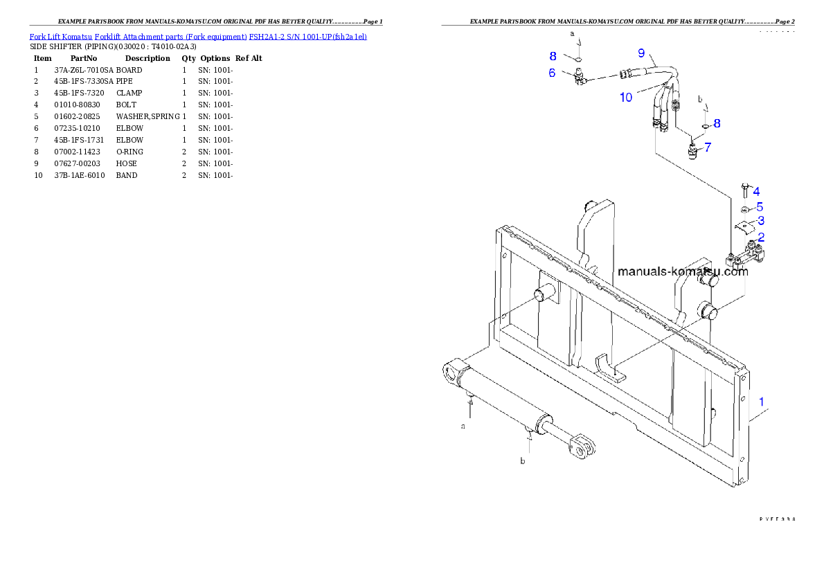 FSH2A1-2 S/N 1001-UP Partsbook