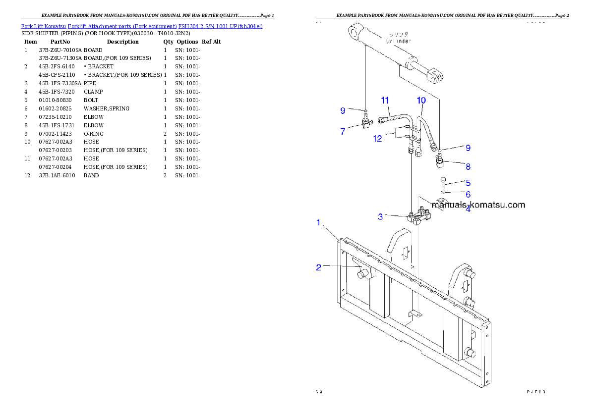 FSH304-2 S/N 1001-UP Partsbook