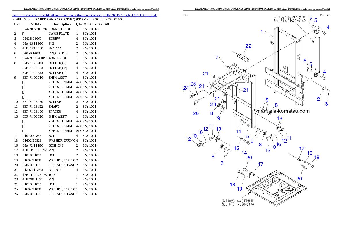 FTB/FTC157-2 S/N 1001-UP Partsbook