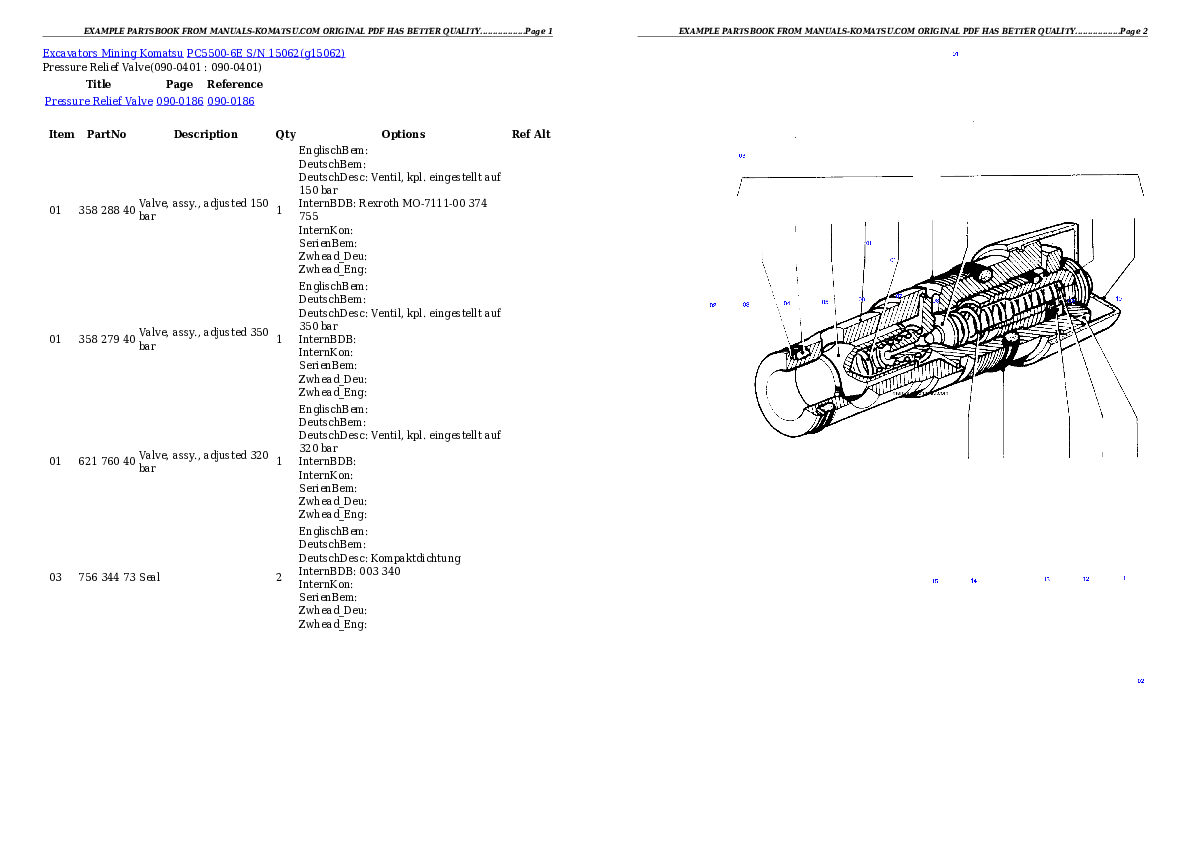 PC5500-6E S/N 15062 Partsbook