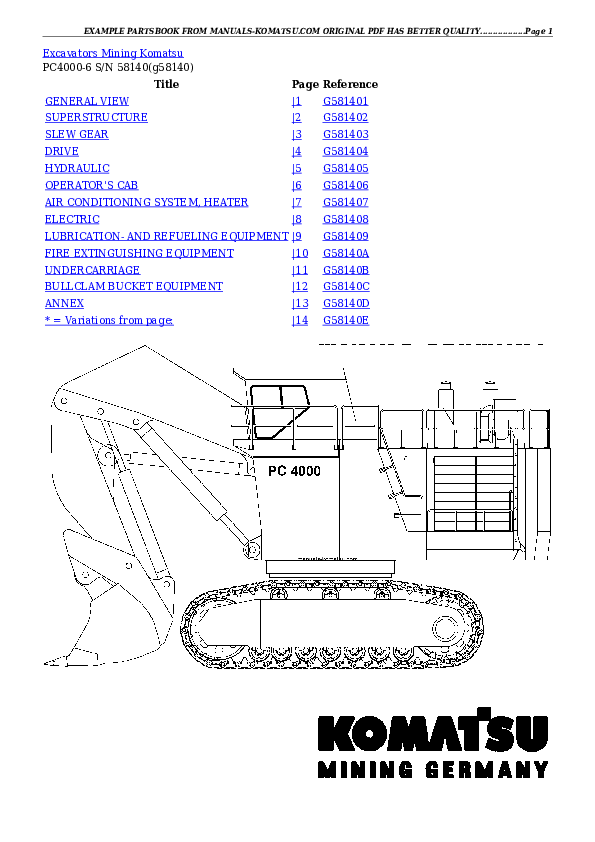 PC4000-6 S/N 58140 Partsbook