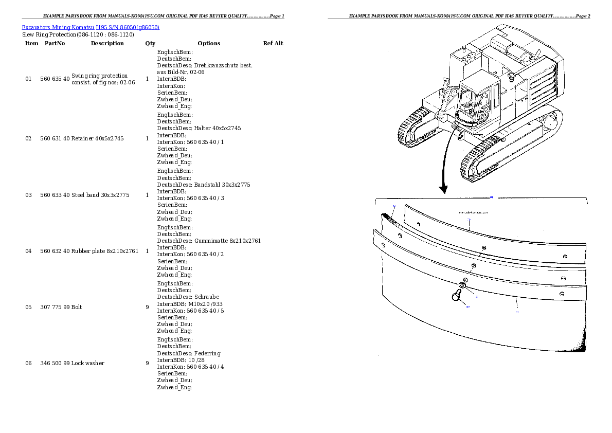 H95 S/N 86050 Partsbook