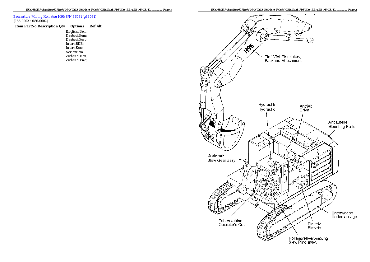 H95 S/N 86051 Partsbook