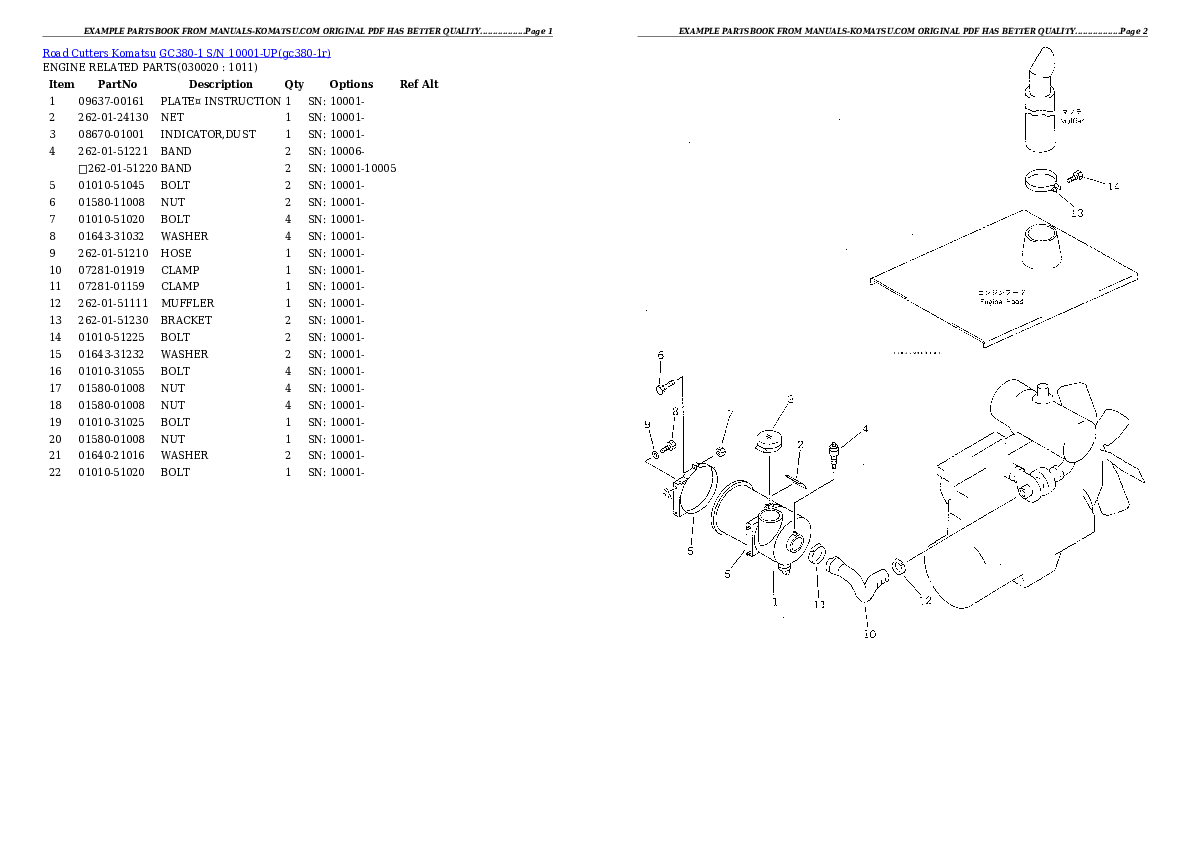 GC380-1 S/N 10001-UP Partsbook