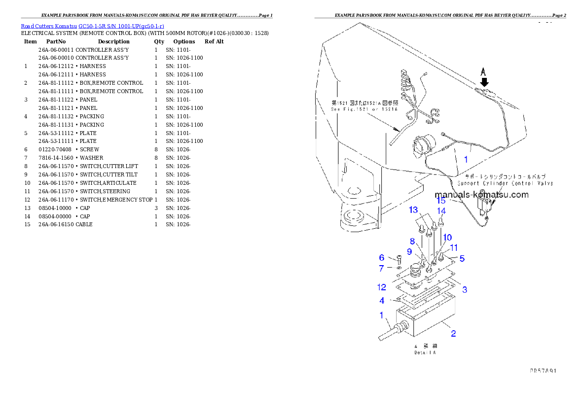 GC50-1-5R S/N 1001-UP Partsbook