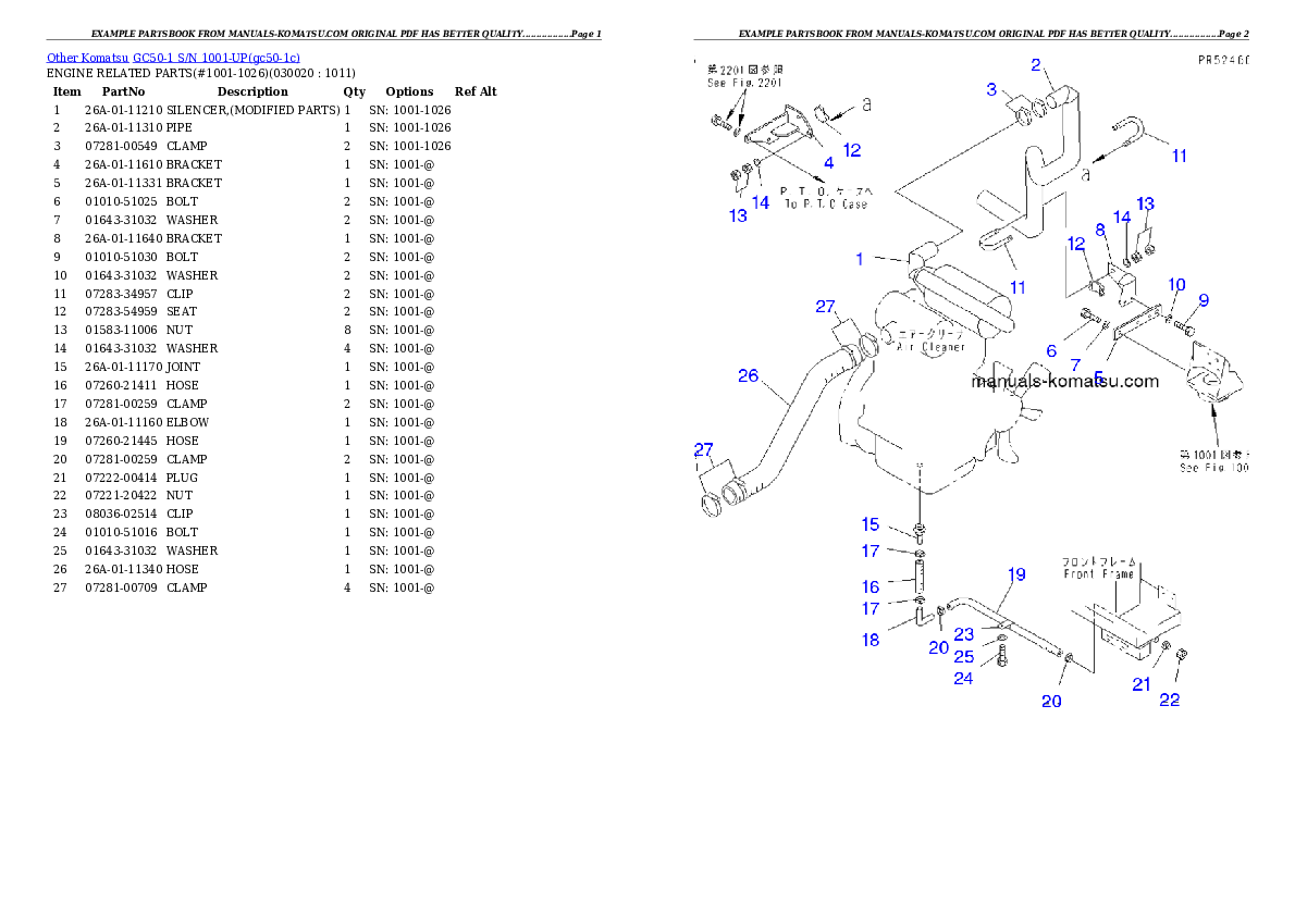 GC50-1 S/N 1001-UP Partsbook