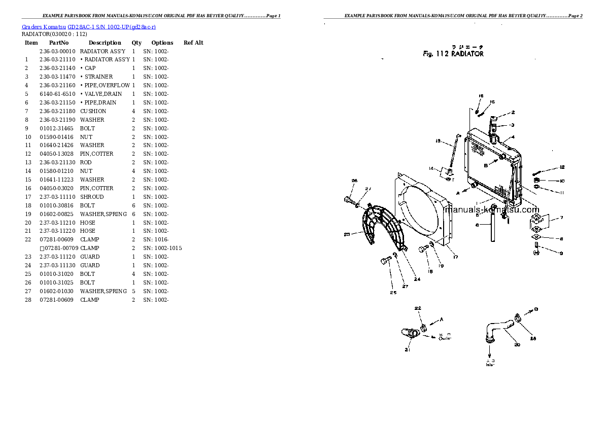 GD28AC-1 S/N 1002-UP Partsbook