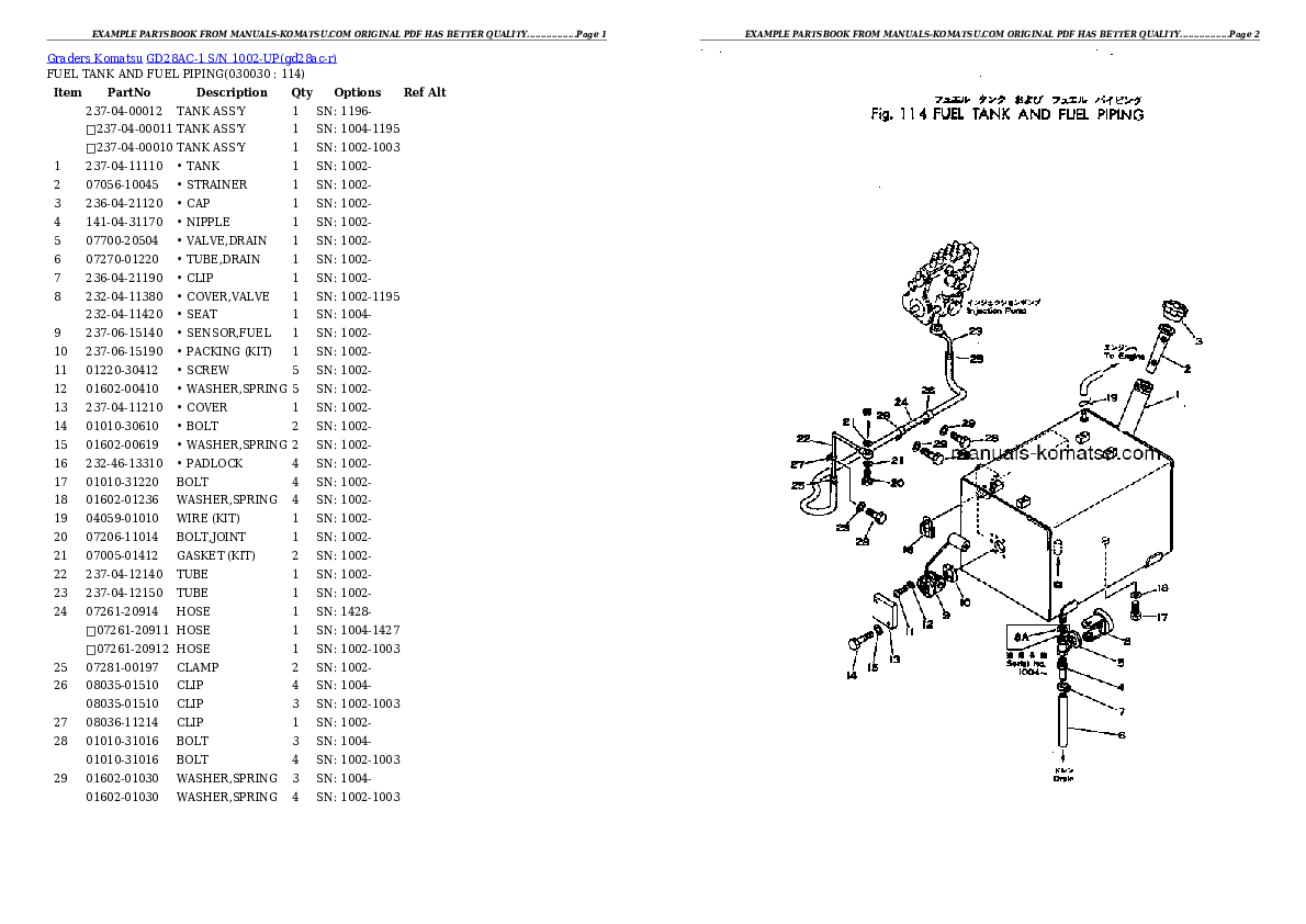 GD28AC-1 S/N 1002-UP Partsbook