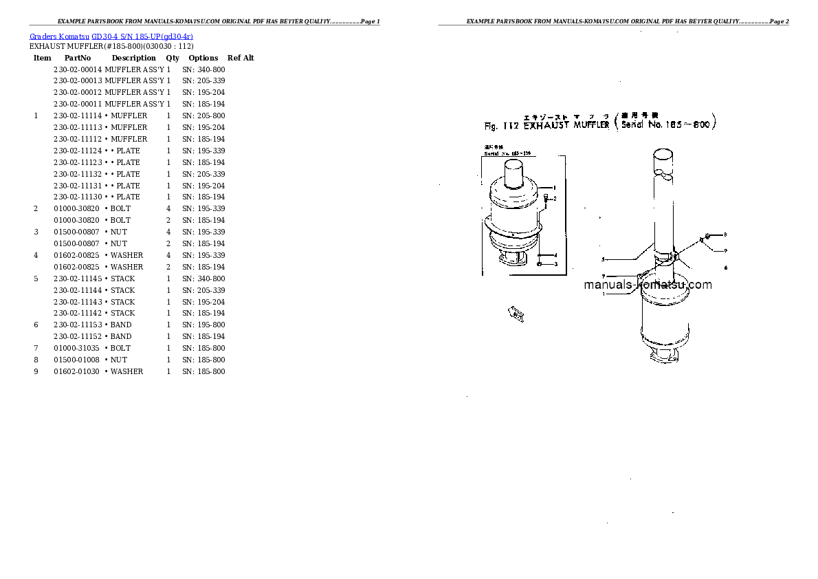 GD30-4 S/N 185-UP Partsbook