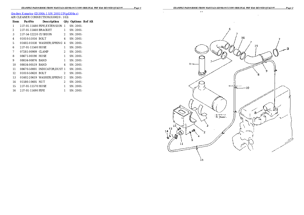 GD300A-1 S/N 2001-UP Partsbook