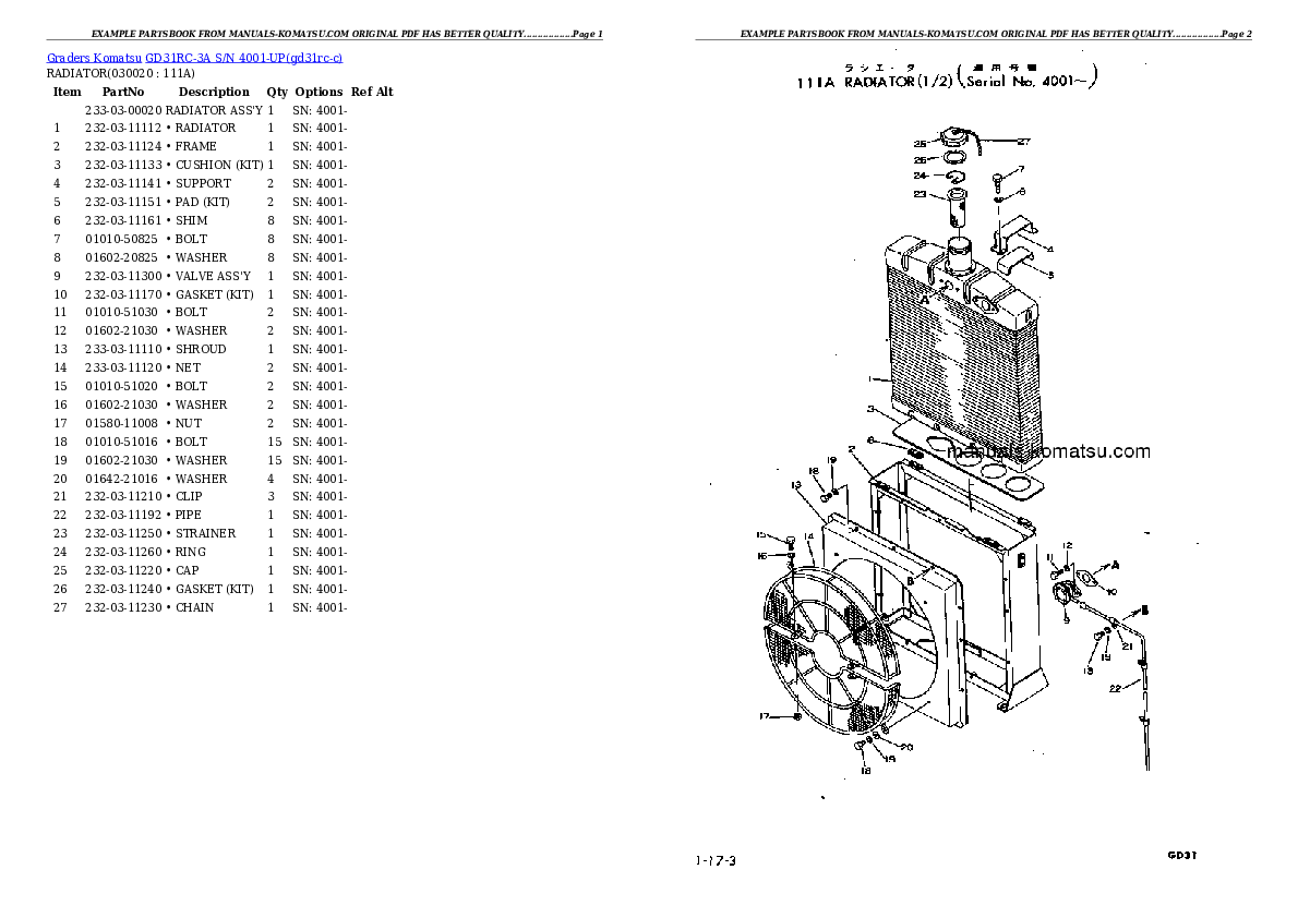 GD31RC-3A S/N 4001-UP Partsbook