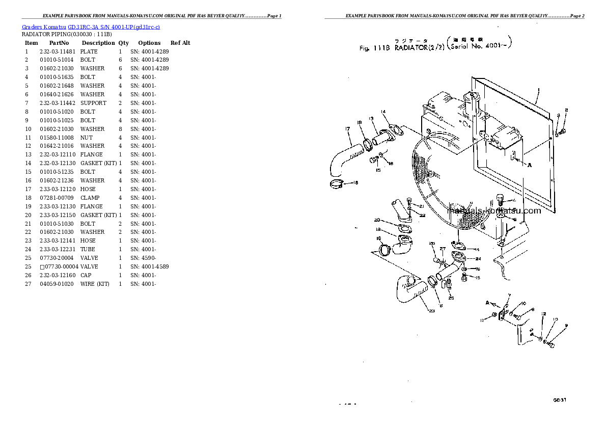 GD31RC-3A S/N 4001-UP Partsbook