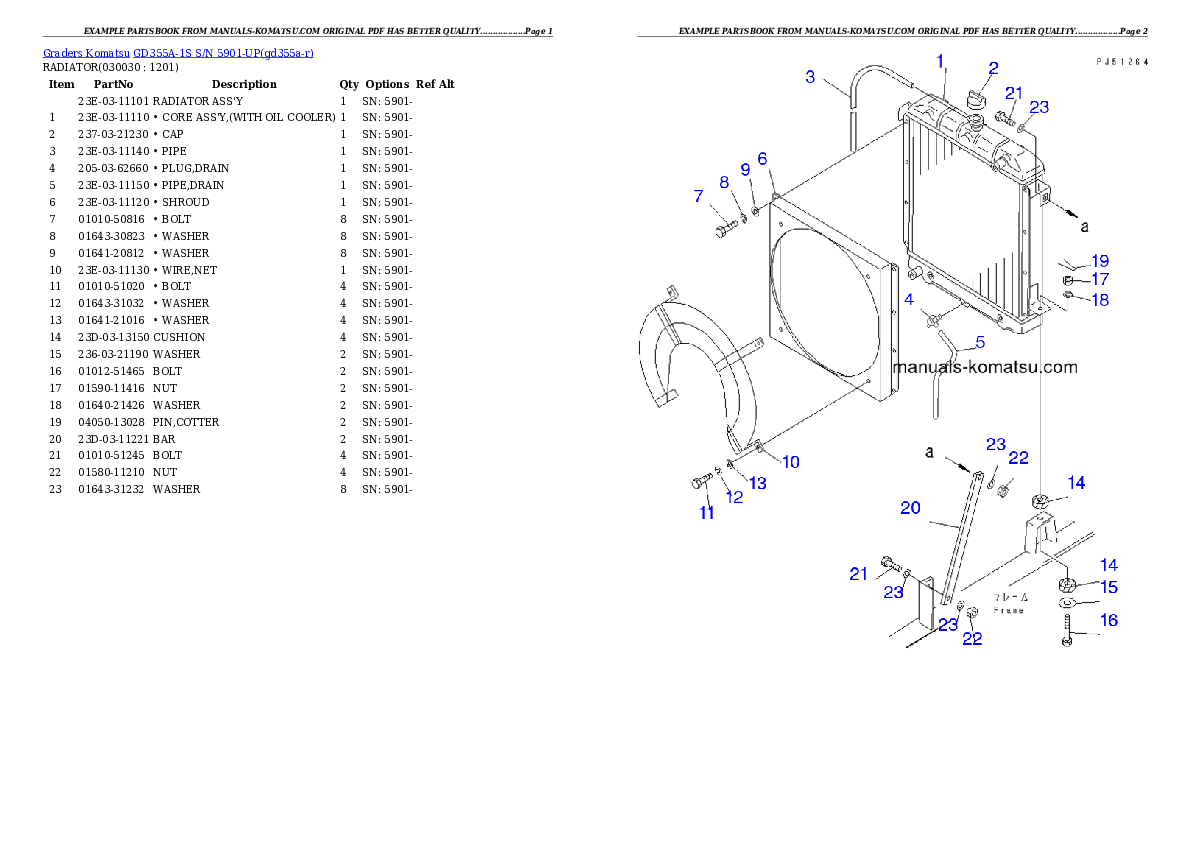 GD355A-1S S/N 5901-UP Partsbook