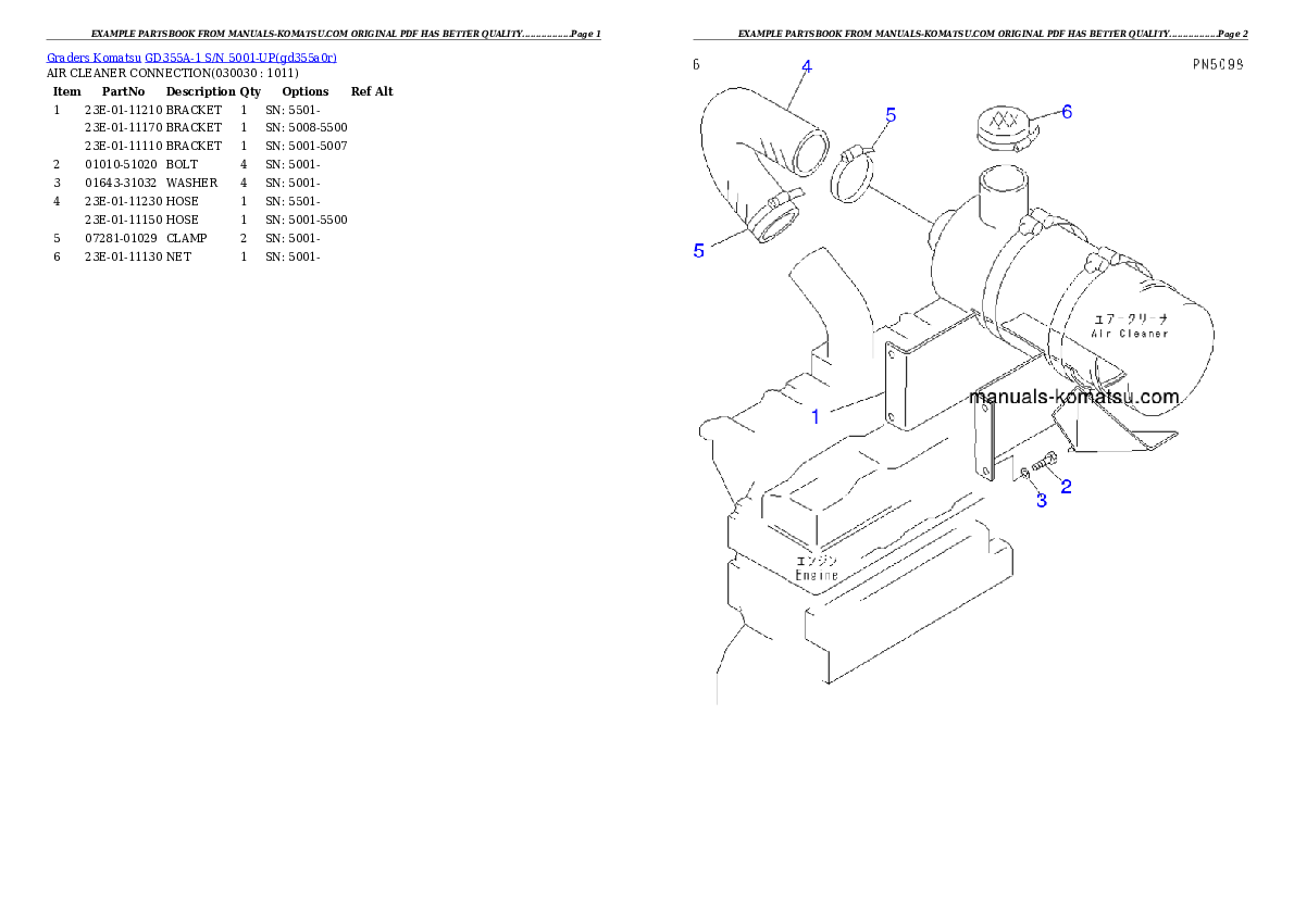 GD355A-1 S/N 5001-UP Partsbook