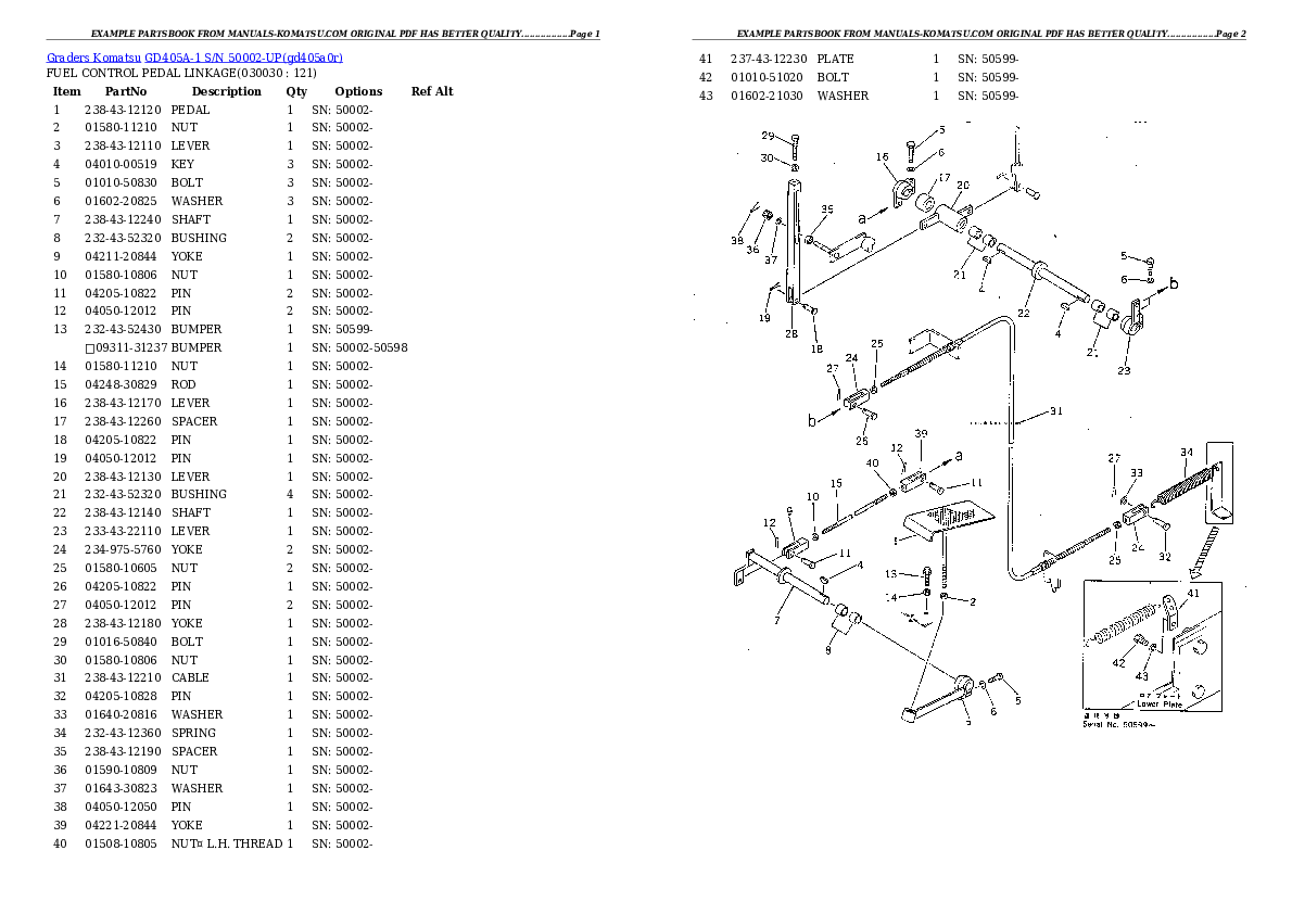 GD405A-1 S/N 50002-UP Partsbook