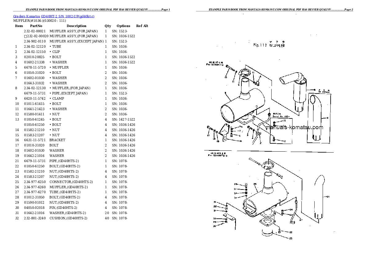 GD40HT-2 S/N 1002-UP Partsbook