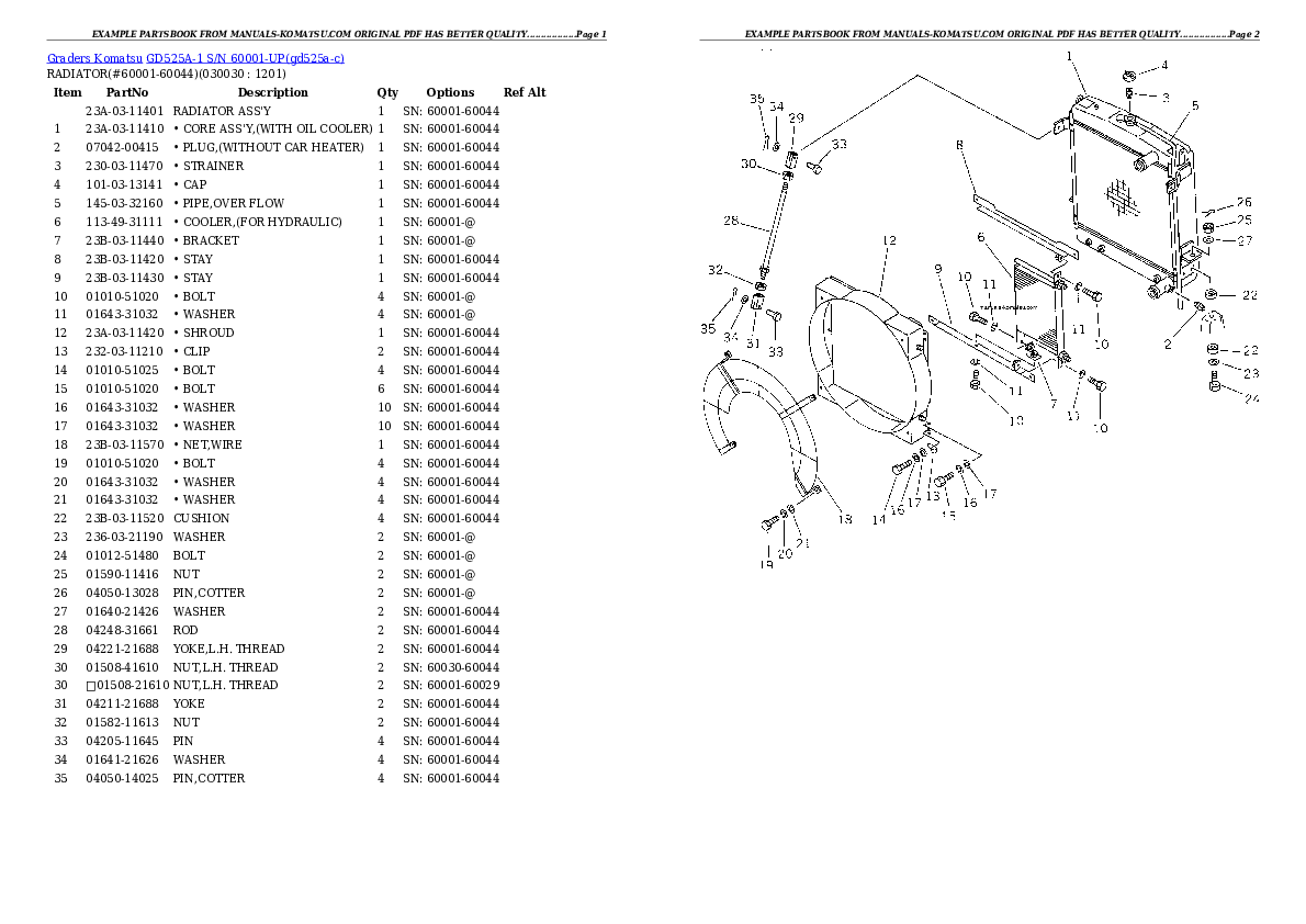 GD525A-1 S/N 60001-UP Partsbook