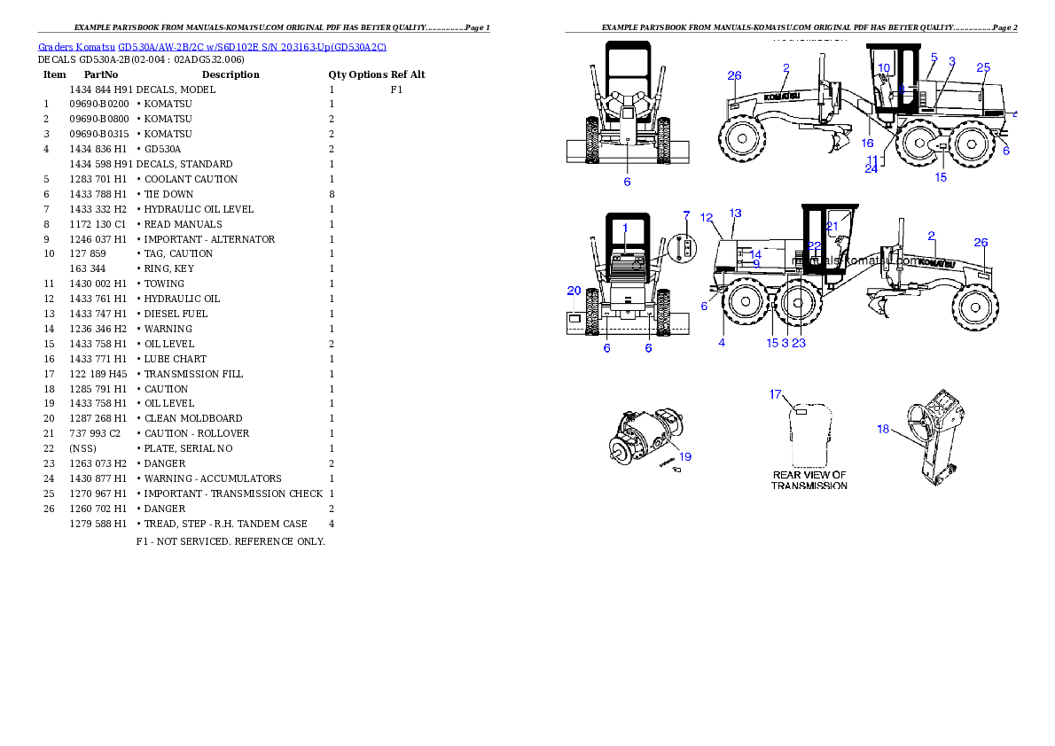 GD530A/AW-2B/2C w/S6D102E S/N 203163-Up Partsbook