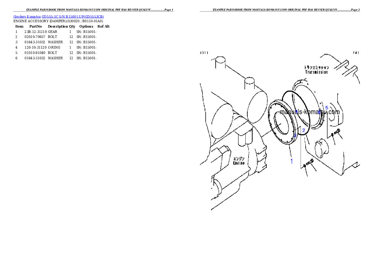 GD555-3C S/N B15001-UP Partsbook