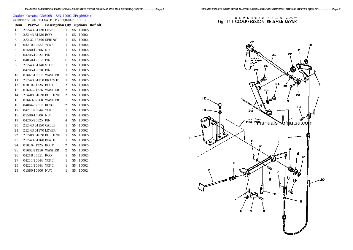 GD600R-1 S/N 10002-UP Partsbook