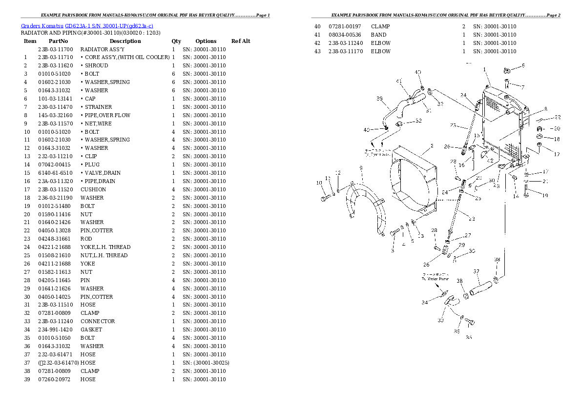 GD623A-1 S/N 30001-UP Partsbook