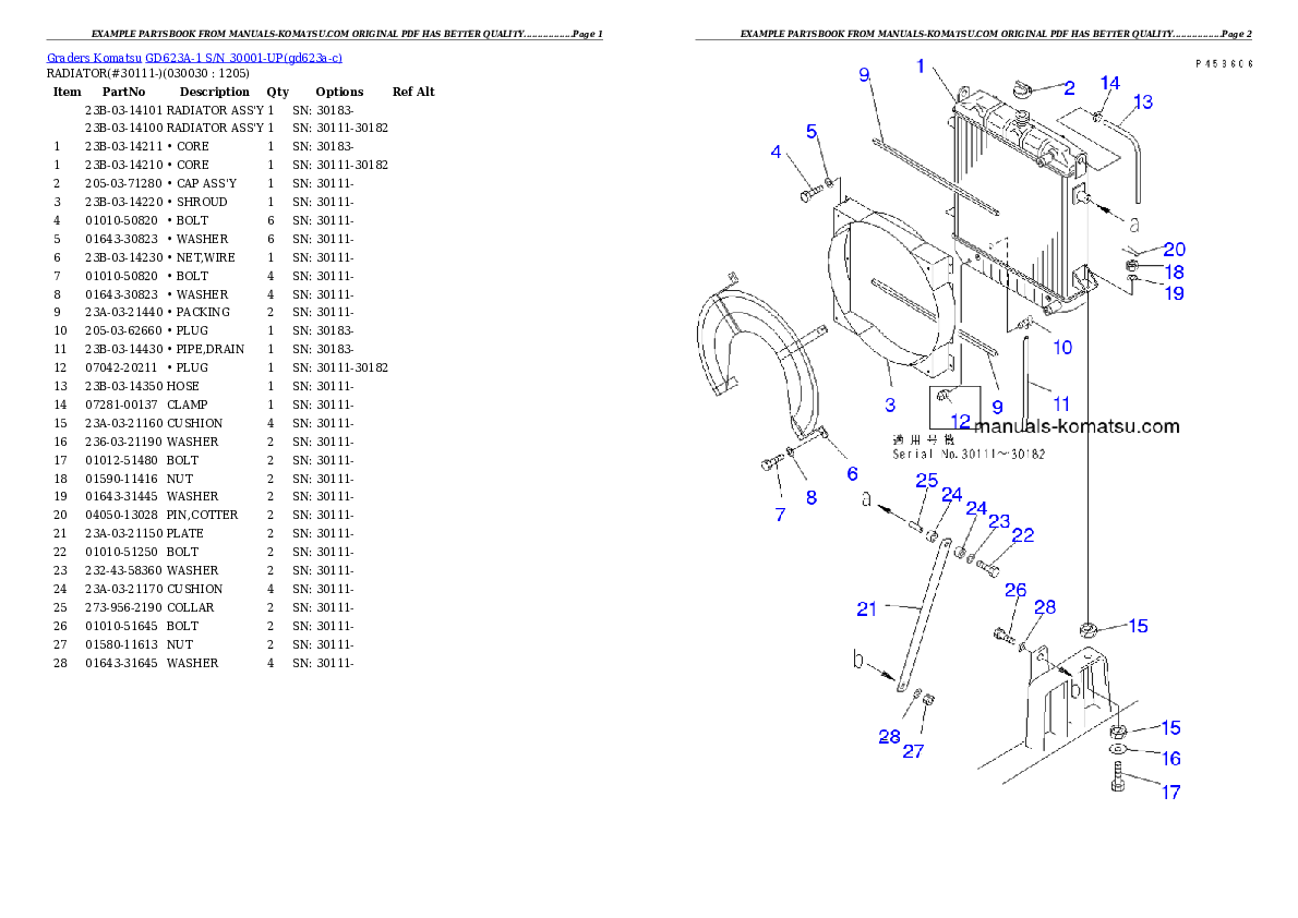 GD623A-1 S/N 30001-UP Partsbook