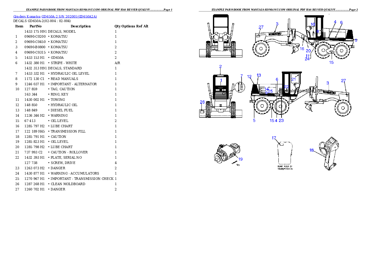 GD650A-2 S/N 202001 Partsbook