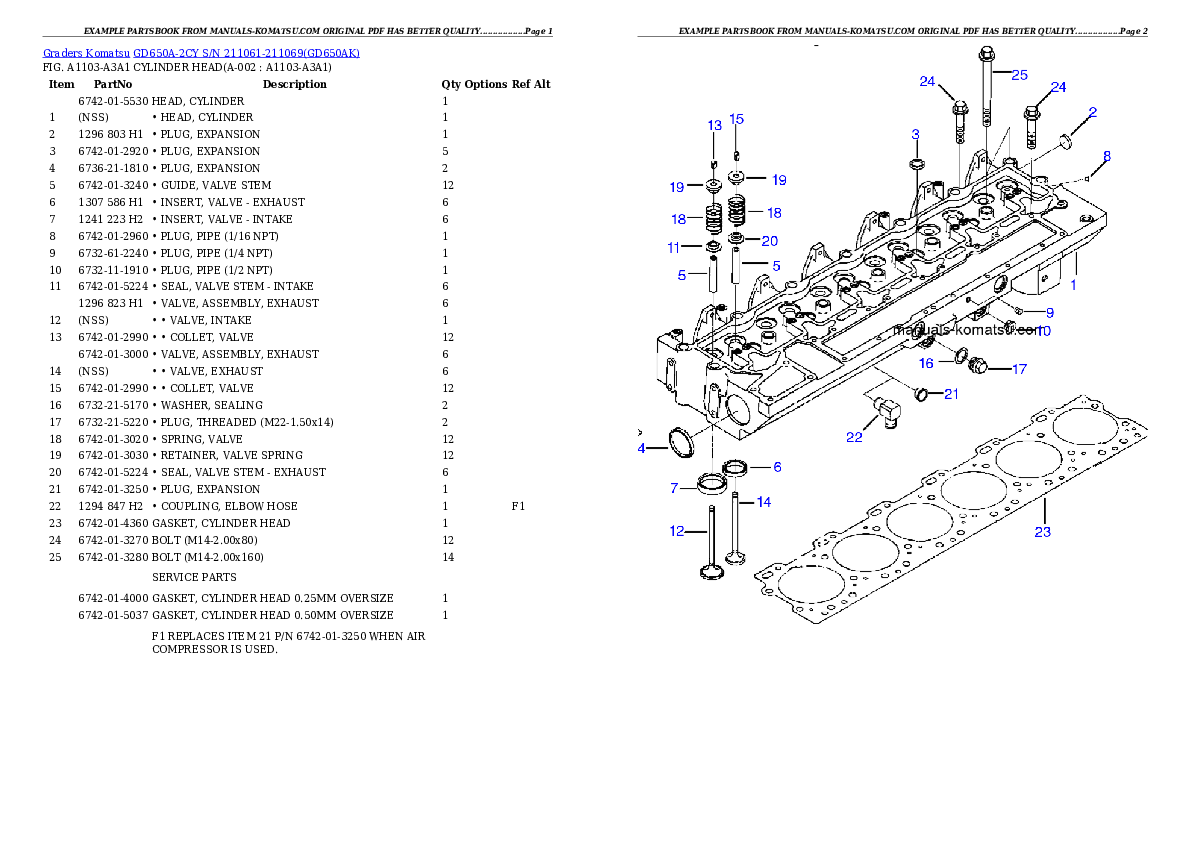 GD650A-2CY S/N 211061-211069 Partsbook