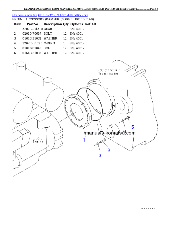 GD655-3Y S/N 4001-UP Partsbook