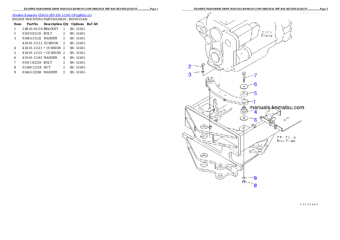 GD655-3E0 S/N 51501-UP Partsbook