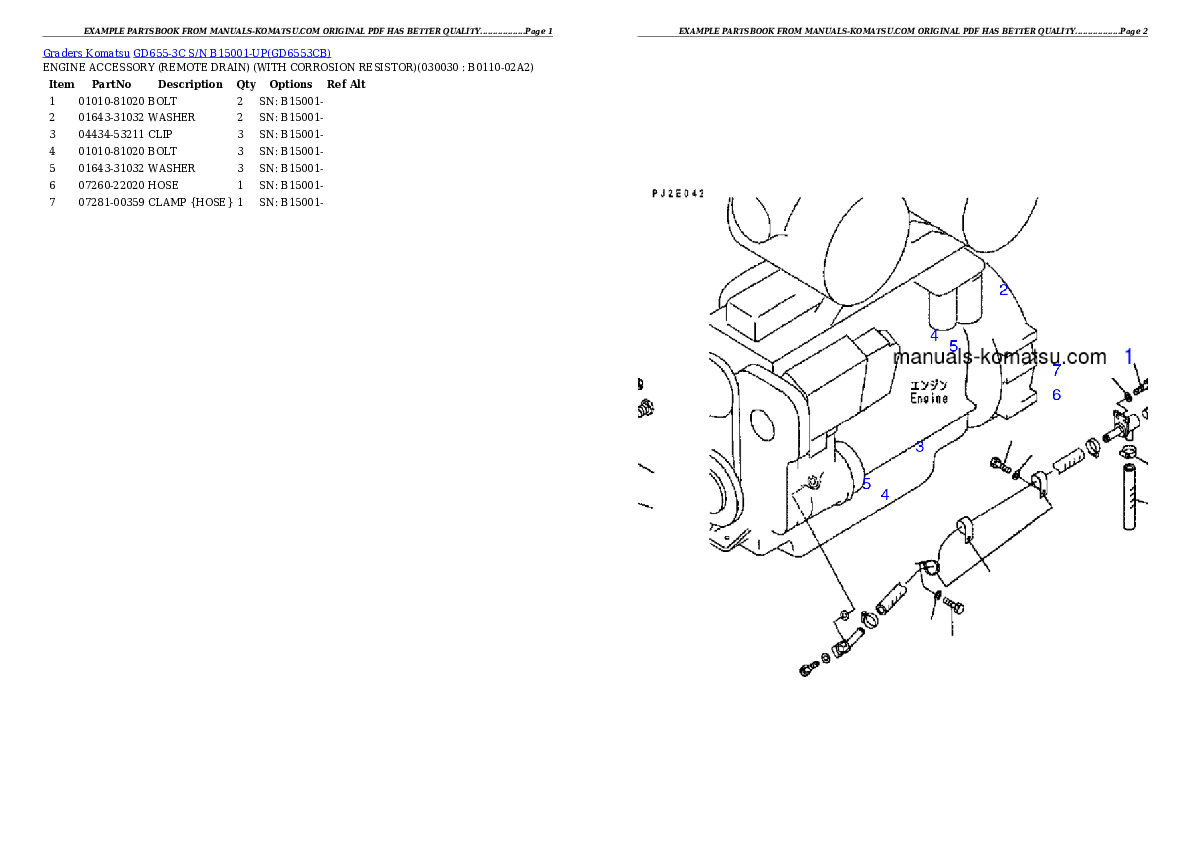 GD655-3C S/N B15001-UP Partsbook