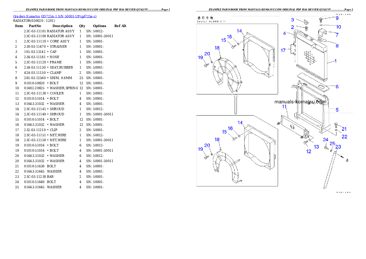 GD725A-1 S/N 50001-UP Partsbook